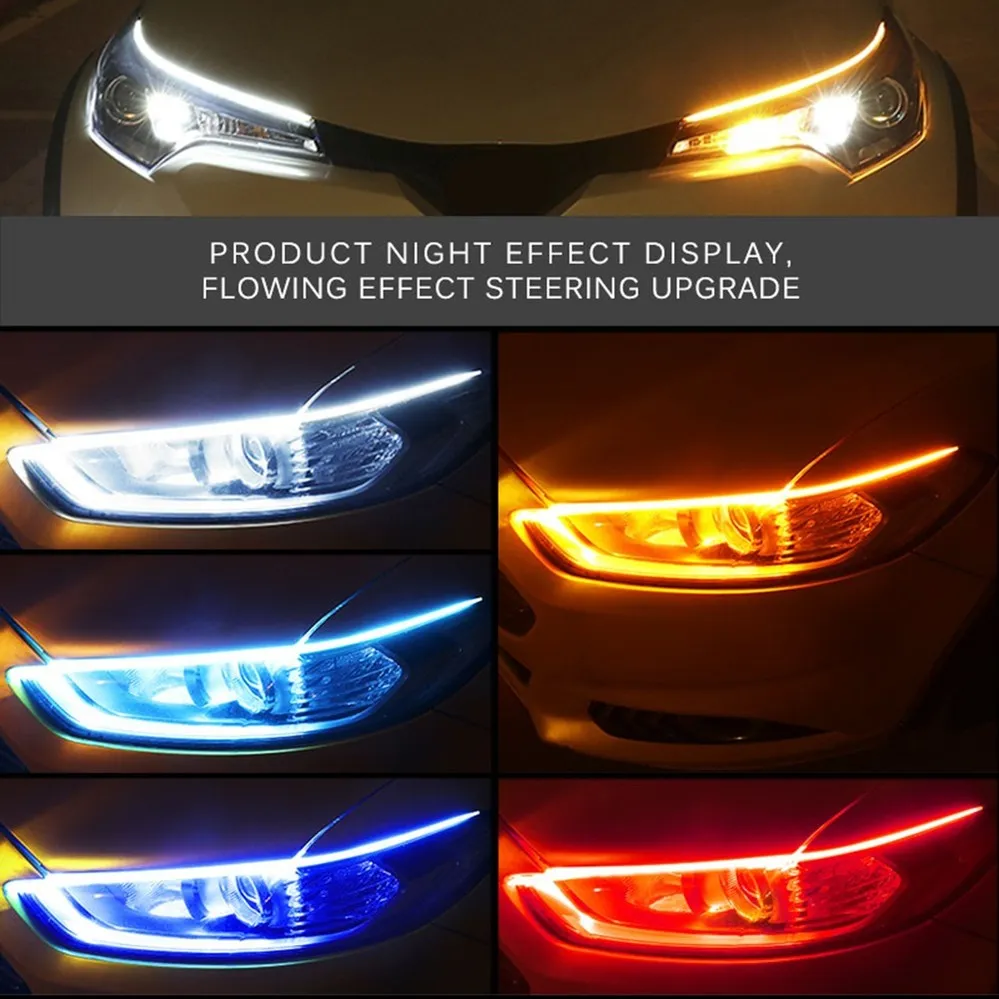 2 Pcs Car DRL Flexible Waterpr - Led Gaming Light Strip ulasan dan harga