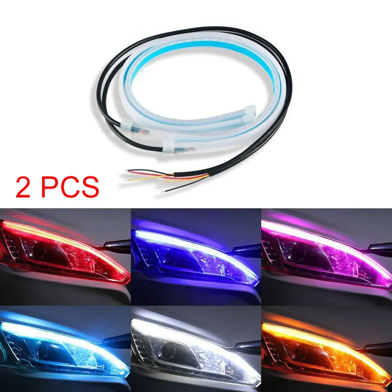 2 Pcs Car DRL Flexible Waterpr - Led Gaming Light Strip ulasan dan harga
