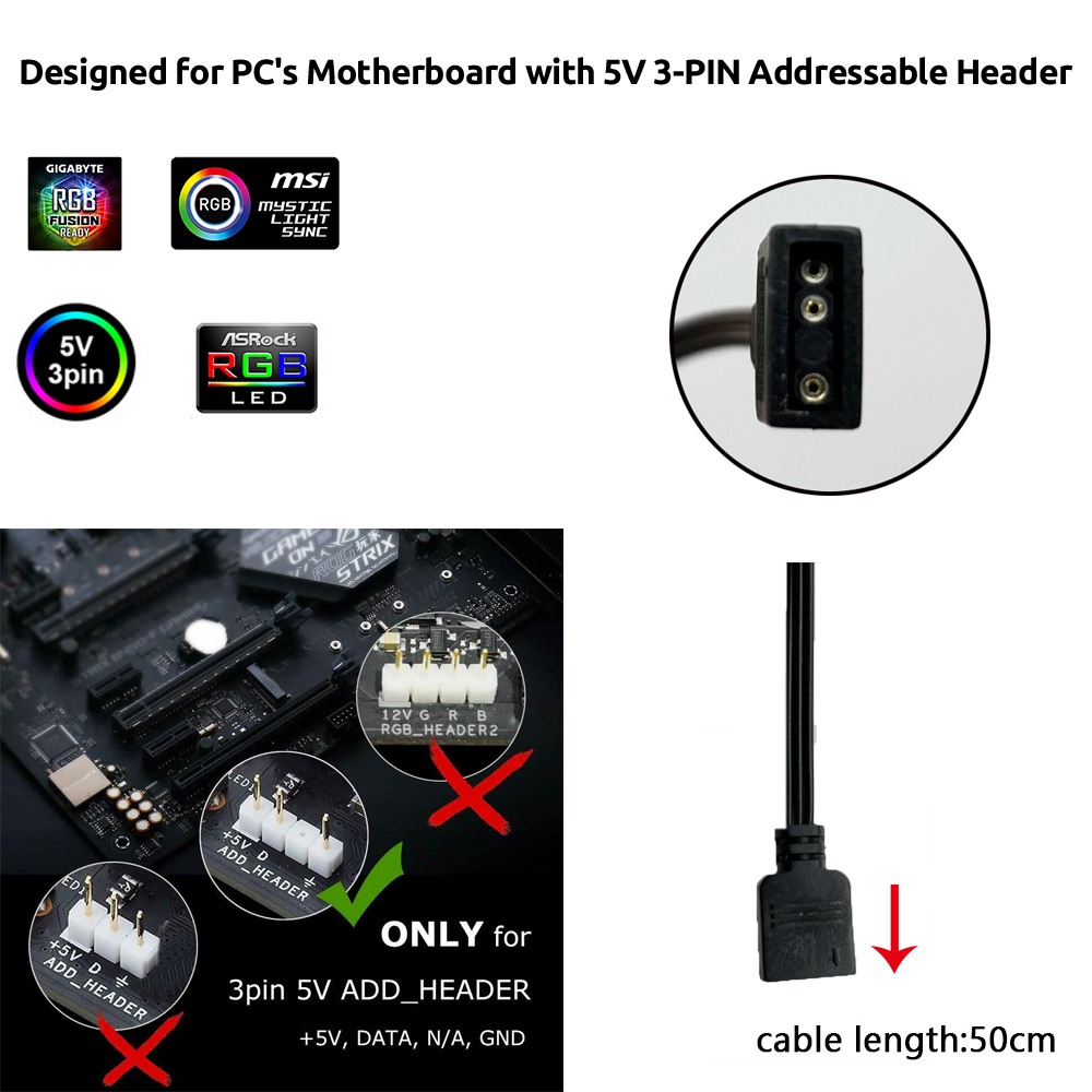 5V ARGB 3Pin Header for Asus A - Led Gaming Light Strip ulasan dan harga